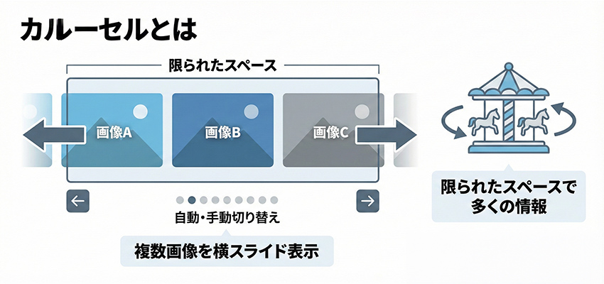画像をスライドできるカルーセルとは