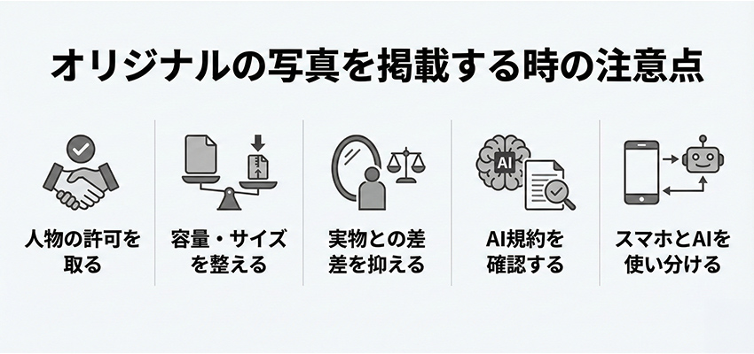 オリジナルの写真を掲載する時の注意点