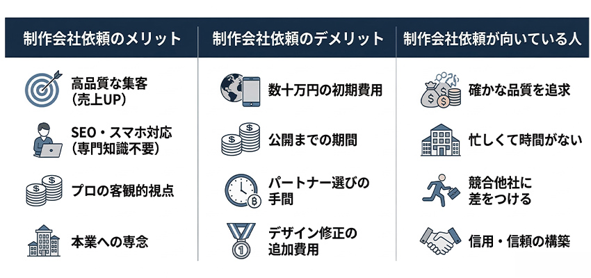 制作会社への依頼のメリット・デメリットと向いている人