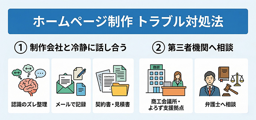 ホームページ制作でトラブルが起きた時の対処法