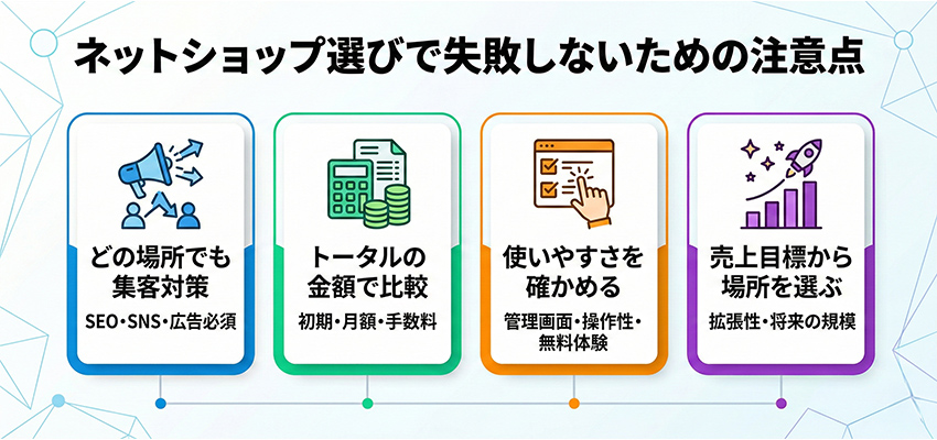 ネットショップ選びで失敗しないための注意点