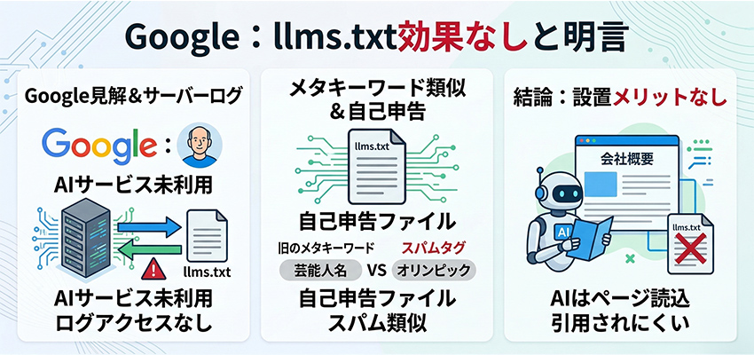 Googleがllms.txtに効果はないと明言した
