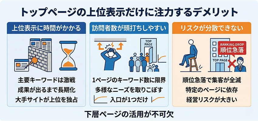 トップページの上位表示だけに注力するデメリット
