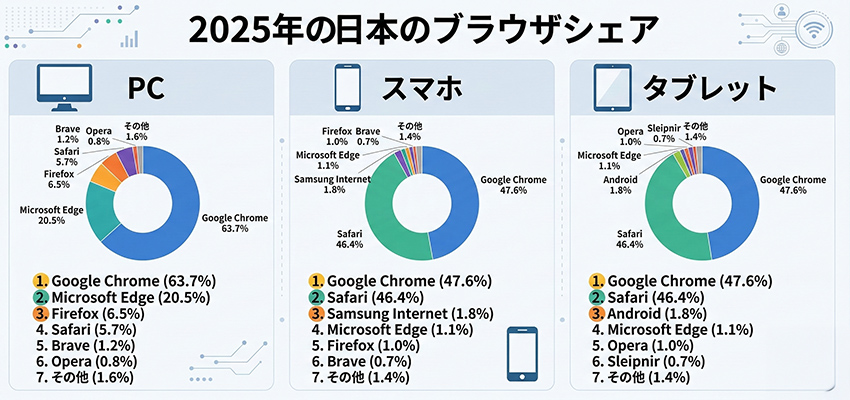 2025年の日本のブラウザシェア