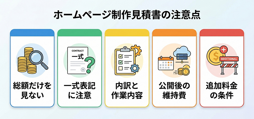 ホームページ制作の見積書を見る時の注意点