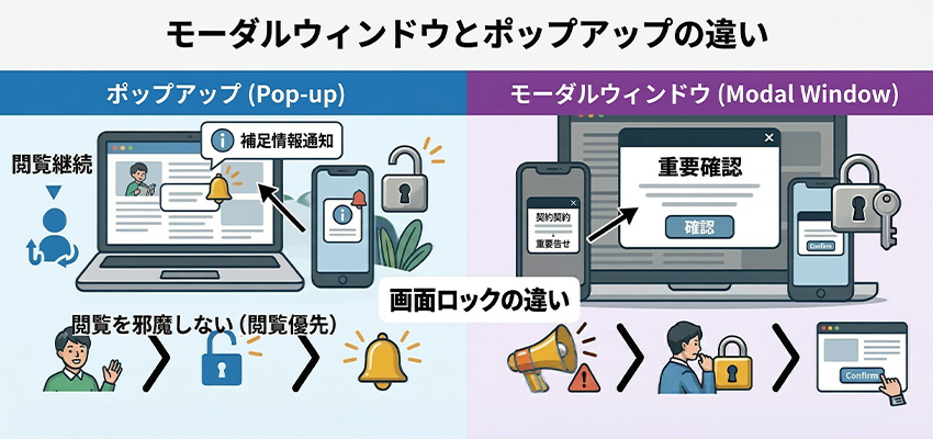 モーダルウィンドウとポップアップの違い