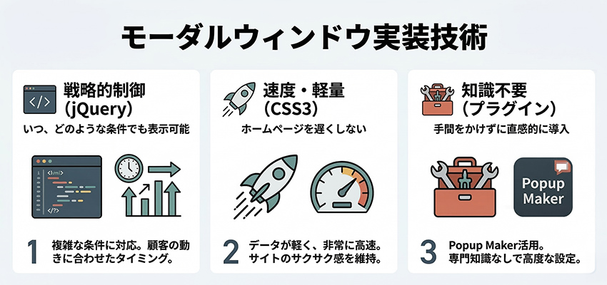 モーダルウィンドウを実装するための技術
