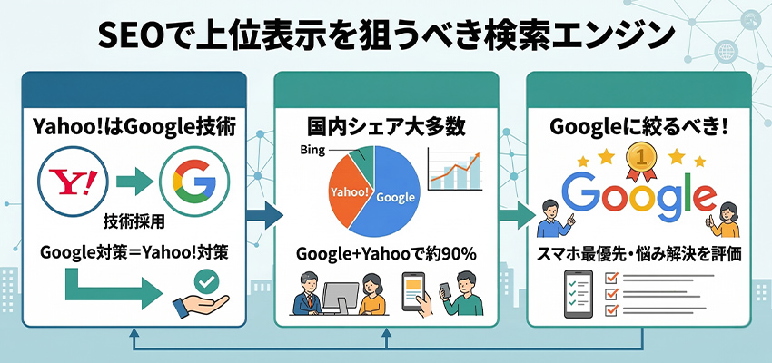 SEOで上位表示を狙うべき検索エンジン