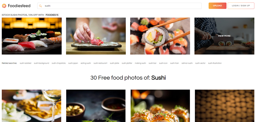 Foodiesfeedでsushiと検索
