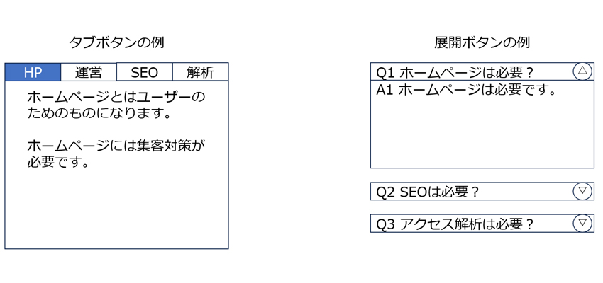 タブボタンと展開ボタン