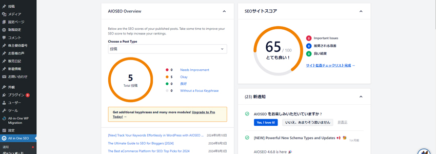 ANA・JAL株主優待格安販売のサイト全体ンのAIOSEOスコア